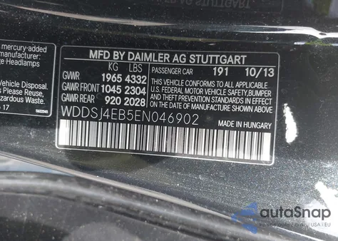 2014 Mercedes-Benz Cla 250 из США, поврежденный, VIN WDDSJ4EB5EN046902